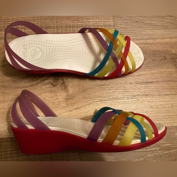 Rainbow Croc jelly shoe sandals, huarache wedges, size 7 W7 - Picture 2 of 4